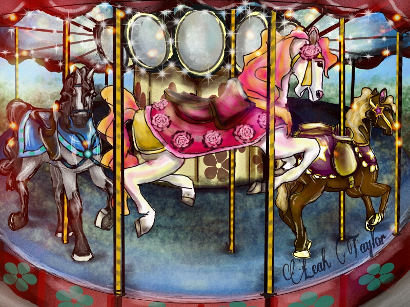 This visual is about dccarousel drawing art colorful bokeh Carousel drawing...